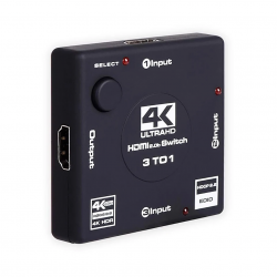 DrPhone HS10 HDMI 2.0 Switch 3 in 1 uit - 4K@60hz - 3-poorts HDMI-schakelaar - HDR10 - HDCP 2.2 -Geen externe voeding nodig