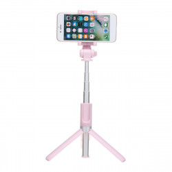 DrPhone PixPerfect – Tripod Selfie Stick – 360 Graden Roterende Kop - Met Afneembare Afstandsbediening – Oplaadbaar - Roze