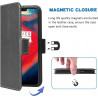 DrPhone Flipcover - Bookcase - Luxe PU Lederen Portemonnee Case - Geschikt voor One Plus 6 - Wallet Case met Kickstand - Zwart