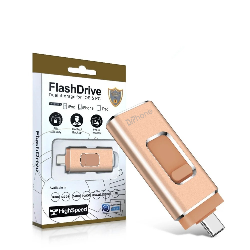 DrPhone EasyDrive - 32GB - 4 In 1 Flashdrive - OTG USB 3.0 + USB-C + Micro USB + Lightning iPhone - Android - Goud