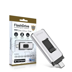 DrPhone EasyDrive - 64GB - 4 In 1 Flashdrive - OTG USB 3.0 + USB-C + Micro USB + Lightning iPhone - Android - Zilver