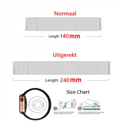 DrPhone SteelLink - 20mm - Elastische Metalen Band - Comfortabel - Universeel - Horlogeband - Zilver