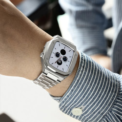 DrPhone AegisForge - 360 Graden Metalen Cover - Horlogeband - 44mm - CNC - Verander je Apple Watch 4/5/6/SE in Luxe Horloge Z