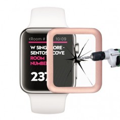0.2mm 8-9H Metaal Full-covered Tempered Glas Voor Apple Watch 42mm Rose Goud
