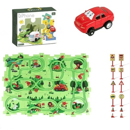 DrPhone TrackTastic Puzzle Wheels - De Ultieme Avontuurlijke Puzzelset - Kids Speelgoed - 25 Delig - Oerwoud