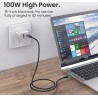 DrPhone UC1 USB C naar USB C - 100W 5A/20V - 90 graden haaks – PD 3.0 - Nylon Gevlochten - Data - 1M - Zwart