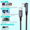 DrPhone UC1 USB C naar USB C - 100W 5A/20V - 90 graden haaks – PD 3.0 - Nylon Gevlochten - Data - 1M - Zwart