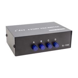 DrPhone QuadPort – 4 In 1 VGA Switch & Splitter - Plug en Play - VGA Monitor Switch - Brede Compatibiliteit – Zwart