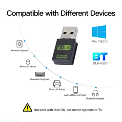 DrPhone NexusWave - Dual Band 2.4 & 5Ghz + Bluetooth 4.2 Adapter – Bluetooth Dongle - 600Mbps - Plug & Play - USB 2.0 - Zwart