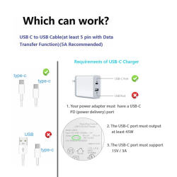 DrPhone SPA1 Type C PD Oplaadkabel - Adapter / Converter 15V/3A - USB C vrouwelijk - Geschikt voor de Surface