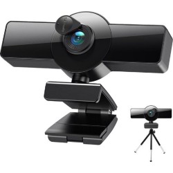 DrPhone CW8 - 2K Webcam – 1440P – Webcamera met Microfoon/Statief en Privacykap - Autofocus - 120-graden groothoek – 5MP – Zwart