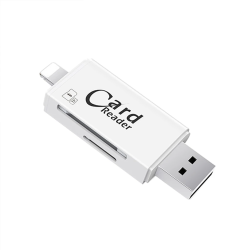 DrPhone SpeedLite – 3 In 1 USB 3.0 Kaartlezer – OTG – Lightning/Micro USB/USB 3.0 – FAT32/exFAT - Plug & Play - Wit