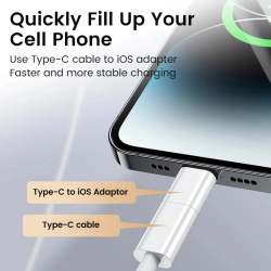 DrPhone VoltSync C2L - Lightning naar USB C Vrouwelijk Adapter – Data + Opladen - 480Mbps – USB-C Input