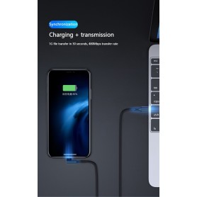 DrPhone UNL4 USB-C naar Lightning 9V/3A Snelle Oplaadkabel – PD 20W – Nylon gevlochten – 90 Graden - Data Sync - 1M – Wit