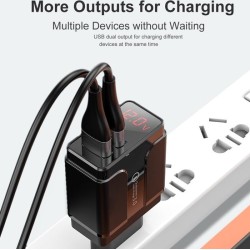 DrPhone ACC02 HALOXI 18W Thuislader – 2x USB QC 3.0 – Digitaal Display – Inclusief 1,2m Kabel Compatibel met Lightning