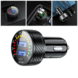 DrPhone QC14 – 36W QC3.0 Dubbele Autolader - 12V/24V - Dual USB - LED Voltmeter - AAN/UIT Schakelaar - Snel Opladen