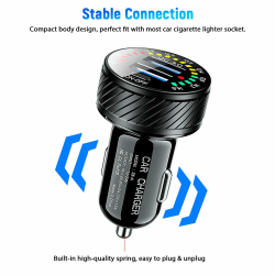 DrPhone QC14 – 36W QC3.0 Dubbele Autolader - 12V/24V - Dual USB - LED Voltmeter - AAN/UIT Schakelaar
