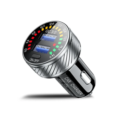 DrPhone QC14 – 36W QC3.0 Dubbele Autolader - 12V/24V - Dual USB - LED Voltmeter - AAN/UIT Schakelaar