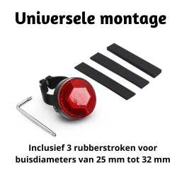 DrPhone Fiets Achterlicht Houder – Geschikt voor AirTag–  Rood Reflecterende Achterlamp voor Veiligheid & Tracking