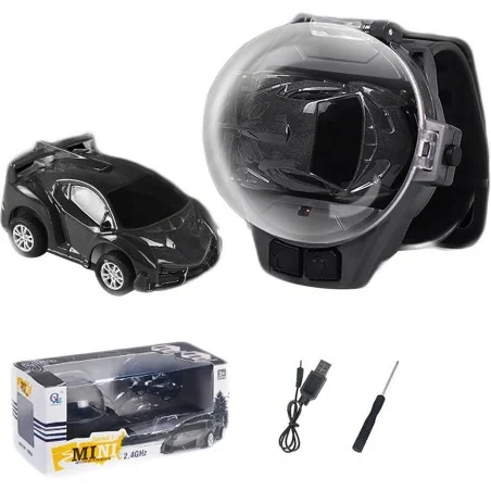 DrPhone MiniCars2 – 2.4 GHz Bestuurbare Mini Auto Voor Kinderen – Horloge Station – Donker Grijs