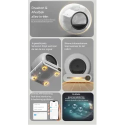 DrPhone PurraClean - Elektrische Zelfreinigende Kattenbak met App - Geurfilter en Veiligheidssensoren – Automatische Kattenbak
