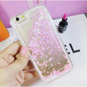 Hartjes & Glitter Luxe Vloeibare Case iPhone 6S / 6 Snoep Roze