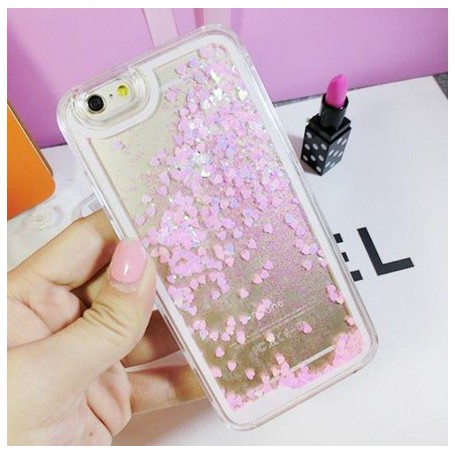 Hartjes & Glitter Luxe Vloeibare Case iPhone 6S / 6 Snoep Roze