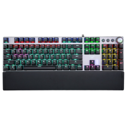 DrPhone AULA1 Mechanisch USB Bedrade Gaming Toetsenbord met Magnetische Polssteun & Bedieningsknop - Blauwe schakelaar