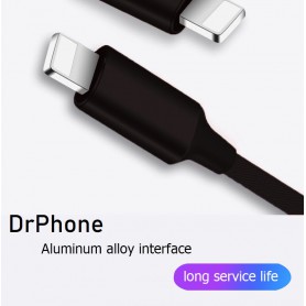 DrPhone Kevlar Pro® - 2 Meter TPE USB-C Kabel + 2 Poorten Thuislader - Voor Type-C Aansluiting (Tablet/Smartphone) - Zwart