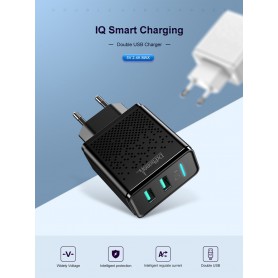 DrPhone Kevlar Pro® - 2 Meter TPE USB-C Kabel + 2 Poorten Thuislader - Voor Type-C Aansluiting (Tablet/Smartphone) - Zwart
