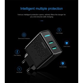 DrPhone Kevlar Pro® - 2 Meter TPE USB-C Kabel + 2 Poorten Thuislader - Voor Type-C Aansluiting (Tablet/Smartphone) - Zwart