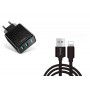 DrPhone Kevlar Pro® - 2 Metre TPE USB-C Cable + 2 Port Home Charger - For Type-C Connection (Tablet/Smartphone) - Black
