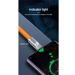 DrPhone LSC USB-C Kabel 1M – Compatibel met Lightning – 120W 6A – Siliconen – LED Indicator – Oranje