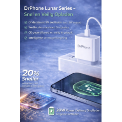 DrPhone PDK Lunar - 20W Thuislader + 2 Meter USB-C naar Lightning Kabel 5V - Geschikt voor smartphones en tablets