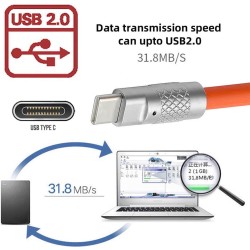 DrPhone LSC USB-C kabel 120W 6A snel opladen + data 2 meter wit – Compatibel met Lightning Apple iPad & iPhone