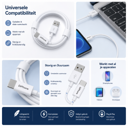 DrPhone USB Charging Cable 1 Metre – Compatible with Lightning iPhone and iPad – Charging + Data Transfer