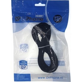 DrPhone D9 Lightning Dubbele 90° Haakse Nylon Gevlochten 2.4A kabel – 2 Meter -Datasynchronisatie & Snel opladen – Zwart