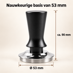DrPhone BaristaPress 53 – Koffietamper 53 mm – Zelfnivellerende Espresso Tamper met Veer – RVS Basis – Zwart