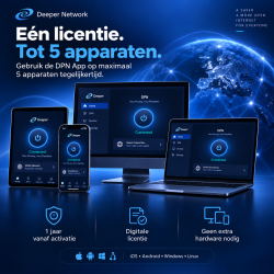 Deeper Network DPN App – 1 Jaar Licentie – Tot 5 Apparaten – iOS, Android, Windows & Linux