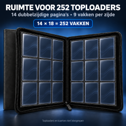 NorthSeaTCG ToploaderVault 252 – Toploader Binder met Ritssluiting – 252 Vakken – PU-Leder – Zwart