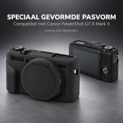 DrPhone CamShield C2 – Siliconen Camerahoes met Lensdop – Compatibel met Canon PowerShot G7 X Mark II – Zwart
