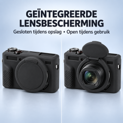 DrPhone CamShield C2 – Siliconen Camerahoes met Lensdop – Compatibel met Canon PowerShot G7 X Mark II – Zwart