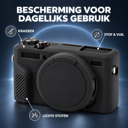 DrPhone CamShield C2 – Siliconen Camerahoes met Lensdop – Compatibel met Canon PowerShot G7 X Mark II – Zwart
