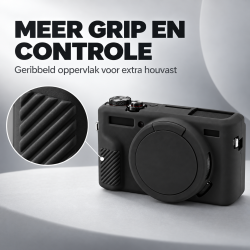 DrPhone CamShield C2 – Siliconen Camerahoes met Lensdop – Compatibel met Canon PowerShot G7 X Mark II – Zwart