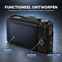 DrPhone CamShield C2 – Siliconen Camerahoes met Lensdop – Compatibel met Canon PowerShot G7 X Mark II – Zwart