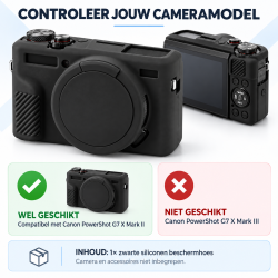 DrPhone CamShield C2 – Siliconen Camerahoes met Lensdop – Compatibel met Canon PowerShot G7 X Mark II – Zwart