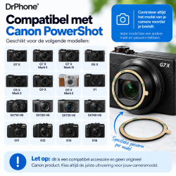 DrPhone LensGuard UV Filter – Zelfklevende Lensbeschermer – Compatibel met Canon G7 X Mark II / III, G5 X, G9 X en