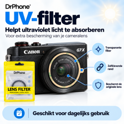 DrPhone LensGuard UV Filter – Zelfklevende Lensbeschermer – Compatibel met Canon G7 X Mark II / III, G5 X, G9 X en