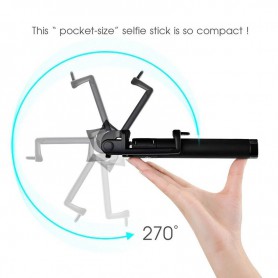 Premium Luxe Pocket Selfie Stick Universeel Met Kabel Afstandsbediening Gold