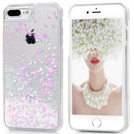 dump Aardbei cijfer Hartjes & Glitter Luxe Vloeibare Case iPhone 7 Plus Snoep Roze